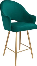 Hoker Velvet krzesło barowe tkanina Welur podstawa metalowa : Kolor nogi - Złota stożek, Kolor tkaniny - VELVET - MG20, Typ siedziska - Siedzisko stałe