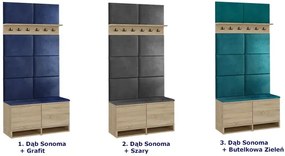 Garderoba z welurowymi panelami ściennymi dąb sonoma + granat Somena 3X