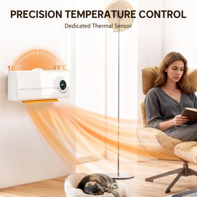 HOMCOM Nagrzewnica ścienna 2000W z ceramiką i wentylatorem, pilot, 2 tryby grzania, wyświetlacz LED