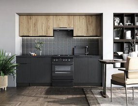 Komplet mebli kuchennych z blatem dąb artisan + czarny  B2-D26