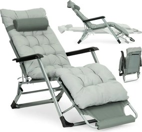 Leżak ogrodowy, składany, z poduszką Malta 010, szary