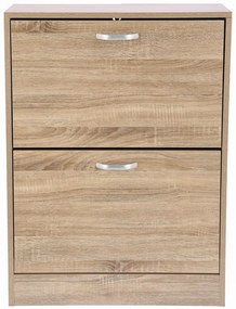 Naturalna Dwudrzwiowa Wąska Szafka Na Buty Do Przedpokoju S5-R32
