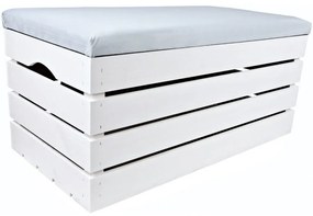 Pufa kufer skrzynia drewniana sosnowa siedzisko 80cm malowana biała
