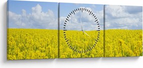 Obraz żółtego pola (z zegarem) (90x30 cm)