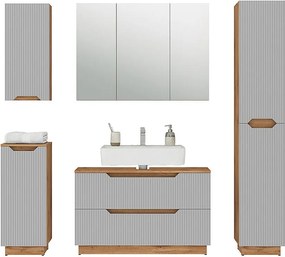 Zestaw mebli łazienkowych dąb/szary w paski 99.4x32x62.5 lotta