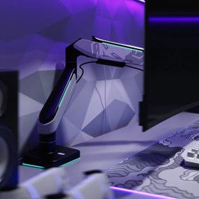 Uchwyt na monitor 49 cali, szaro-czarny LED RGB X-ARM