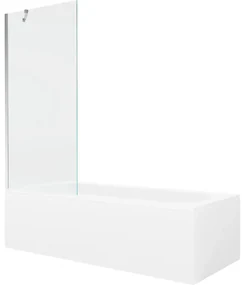 Mexen Vega wanna prostokątna 170 x 70 cm z obudową i parawanem 1-skrzydłowym 80 cm, transparent, chrom - 550117070X9508000001