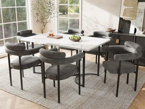 Zestaw 6 krzeseł z weluru - z podłokietnikami - Szary