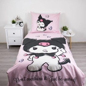 Różowa bawełniana pościel dziecięca jednoosobowa 140x200 cm Hello Kitty "Kuromi" – Jerry Fabrics