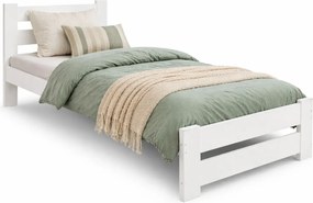 Białe Drewniane Łóżko Jednoosobowe 80X200 T0-H19