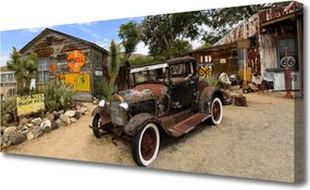 Obraz canvas Zabytkowe Auto na tle Kamienic