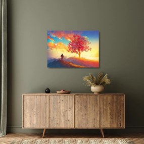 Obraz na szkle drzewa na wzgórzu (70x50 cm)