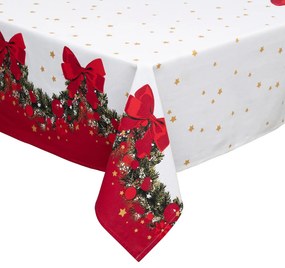 Obrus świąteczny z girlandą i kokardami