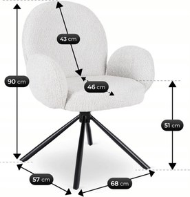 Krzesło Tapicerowane Obrotowe do Salonu MUSSO Szare Nowoczesne