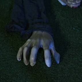 HOMCOM Dekoracja Halloween Zombie, LED Oczy, wydaje dźwięki i pełza, czujnik ruchu i dźwięku, zasilanie bateryjne, 159 cm