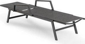 Leżak ogrodowy technorattan Malediva, regulowany, kolor czarny/szary
