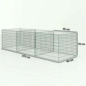 Outsunny Kompostownik 1680 litrów, 270 x 90 x 70 cm, 3-częściowy, szybki kompostownik ze stali, odporny na warunki atmosferyczne zielony