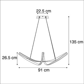 Designerska lampa wisząca stal ściemnialna LED - Viola Due Nowoczesny Oswietlenie wewnetrzne