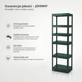 Regał metalowy wąski zielony: JOHNNY, 1800 x 450 x 420 mm