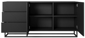 Komoda Asha 167 cm z szufladami i metalowymi nogami - czarny mat