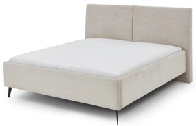 Beżowe tapicerowane łóżko dwuosobowe ze schowkiem ze stelażem 180x200 cm Lando – Meise Möbel