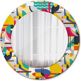 Lustro dekoracyjne okrągłe Geometryczne tropikalne ptaki