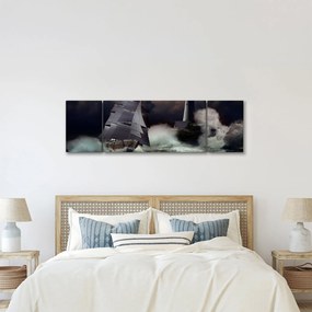 Obraz - Statek płynący przez wzburzone fale (170x50 cm)