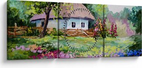 Obraz - Domek (z zegarem) (90x30 cm)