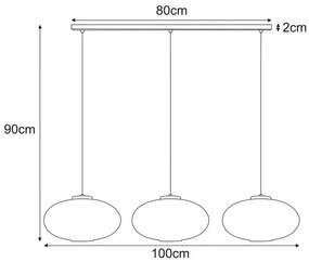 Wisząca lampa z trzema kloszami biała A6-F81