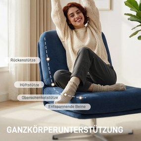 HOMCOM Obrotowy fotel akcentowy, tapicerowany fotel do czytania z tkaniny chenille, szerokie siedzisko, sprężynowe poduszki i metalowe nogi, ciemnoniebieski | Aosom PL