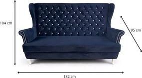 Tradycyjna sofa uszak 3 osobowa głęboko pikowana