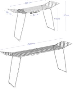 Teleskopowa suszarka na pranie z rozkładanymi ramionami, 200-260 cm, SVARTO