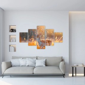 Obraz - Jeleń na polu (125x70 cm)