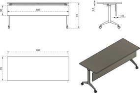 Biurko pracownicze z panelem maskującym Yumi S 180x70 cm biały/biały
