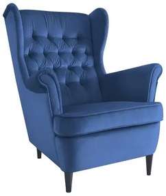 FOTEL HARRY VELVET GRANATOWY BLUVEL 86 / WENGE SIGNAL
