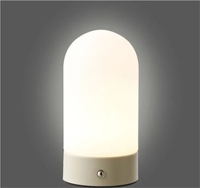 Biała/szarobrązowa metalowa lampa stołowa z plastikowym kloszem (wysokość 18 cm) Ashford – House Nordic