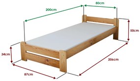 Łóżko Emily 80 x 200 cm, olcha Stelaż: Ze stelażem listwowym rolowanym, Materac: Materac Somnia 18 cm