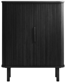 Czarna szafka w dekorze dębu z drzwiami przesuwnymi 113x90 cm Cavo – Unique Furniture