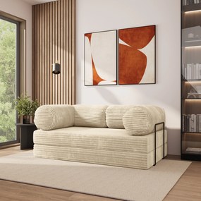 Masseno Sofa piankowa ALVIO z funkcją spania - Kremowy - TILIA 03 / Ze stelażem