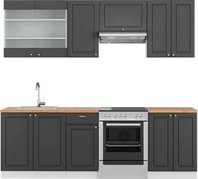 Aneks kuchenny antracytowo-złoto-biały 240x60x81.6 fame-line