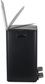 Stalowy kosz na śmieci 2x20 l do segregacji odpadów/z pedałem w kolorze matowej czerni Aliya – Spirella