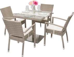 Zestaw rattanowy ogrodowy GINA 1+4 (szaro-beżowy)