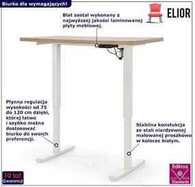 Elektryczne biurko do pracy na stojąco dąb artisan + biały - Armonia