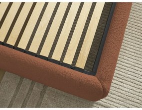 Pomarańczowe tapicerowane łóżko dwuosobowe ze schowkiem/bez zagłówka ze stelażem 160x200 cm Inera – Bobochic Paris