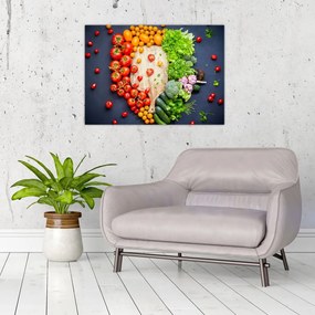 Obraz na szkle - Stół pełen warzyw (70x50 cm)