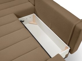 Masseno Narożnik GIOIA z funkcją spania i pojemnikiem na pościel Narozniki L, Rozkładana sofa - Brązowy, LAMBI 4