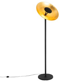 Industrialna lampa podłogowa czarna ze złotym wnętrzem 60 cm - MagnaxPrzemysłowy Oswietlenie wewnetrzne