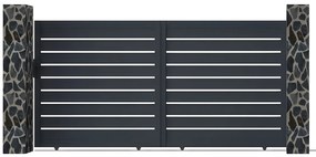 Brama elektryczna przesuwna ażurowa z antracytowego aluminium szer. 416 x wys. 183 cm - PRIMO
