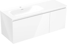 Mexen Orio szafka łazienkowa 120 cm z umywalką Vela lewą, 1S, 1D, biała połysk - 91A13-12047-3-BBFF00-W23L00