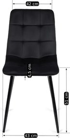 Zestaw Stół Prostokątny Rozkładany CLARK 120-160 cm Dąb Artisan/Czarny i 4 Krzesła Tapicerowane do Jadalni PERU Czarne